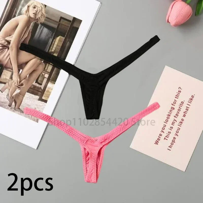 2/4pcs New Deep V Thong Women's Breathable  Line Sexy Hot Waist Mini Panties Bikini Bottom Thongs Female Panty Women Underwear