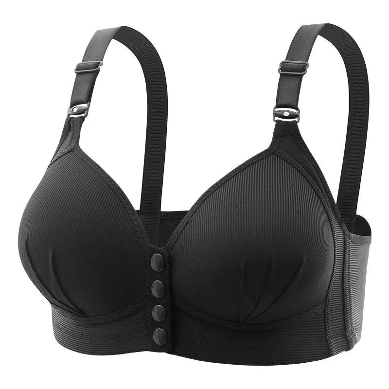 Plus-Size Front-Closure Push-Up Bra for Mature Women – Adjustable Thin Cups, Breathable Comfort Underwear