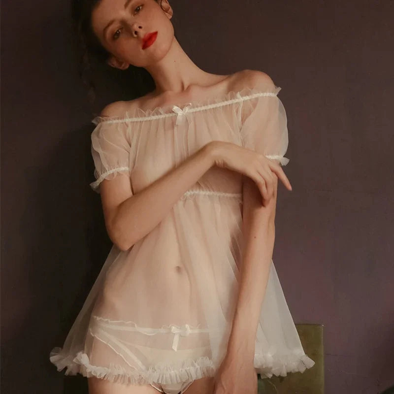 Sweet Sexy And Cute Lingerie Pajamas See-through Provocative Transparent Nightdress Free From Temptation Passion Suit