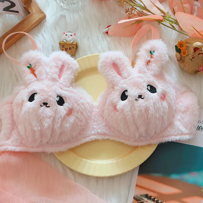 A New Plush Lingerie for Girls, A Cute Japanese-style Bra with A Rabbit and No Steel Hoop