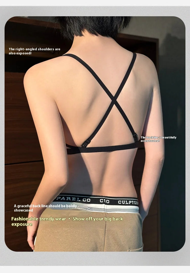 New Front Buckle Beautiful Back Underwear Women's Small Breasts Gathered Integrated Non-wired Breathable Non-marking Bra