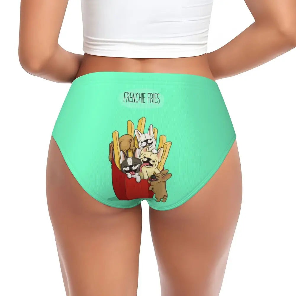 Custom Womens French Bulldog Christmas Santa Claus Brief Panties Female Stretch Underwear Underpants