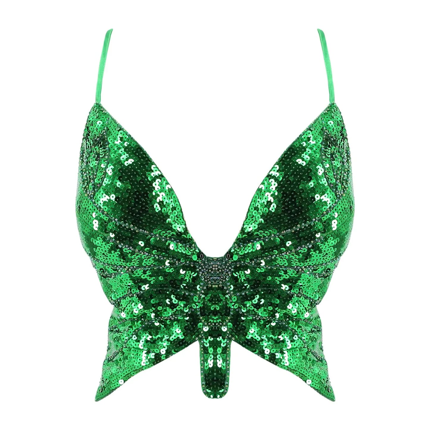 Sparkly Sequin Backless Bandage Crop Top – Sexy Sleeveless Dance & Carnival Vest for Women