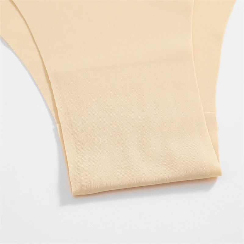 FINETOO 3Pcs Ultra-thin Seamless Silk Underwear Women's Panties Sexy Low-Waist Stretch Bikini Solid Color Briefs Lingerie XS-XXL