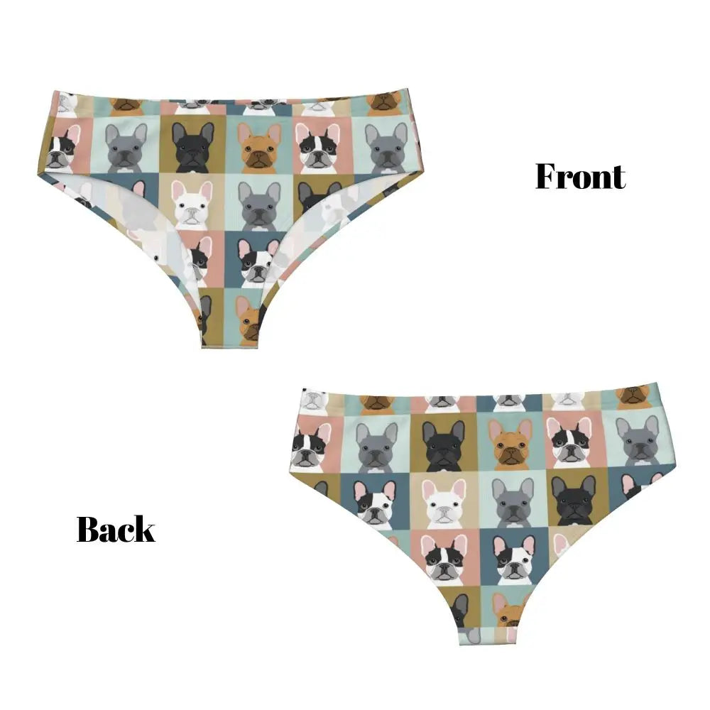 Custom Womens French Bulldog Christmas Santa Claus Brief Panties Female Stretch Underwear Underpants
