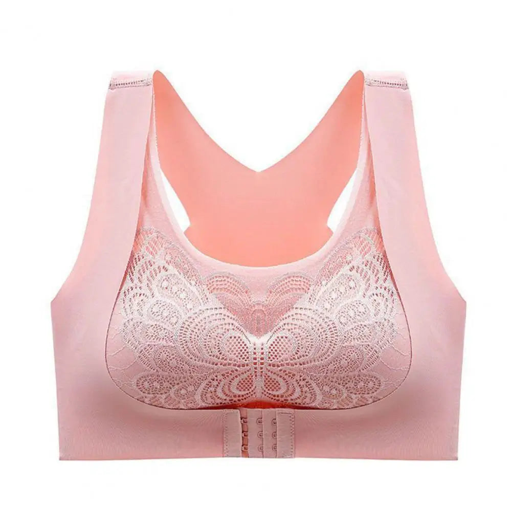 Front-Closure Wireless Posture Support Sports Bra – Breathable Cross-Back Comfort Underwear