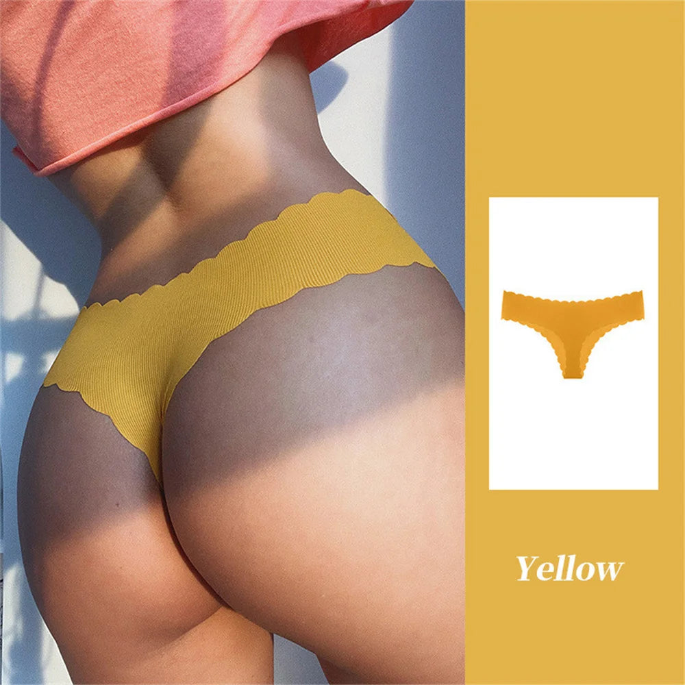 3 Pieces Seamless Thong Panties Pack Women Invisible Thread Ice Silk Sexy G-string Underwear Bikini Brief Plus Size