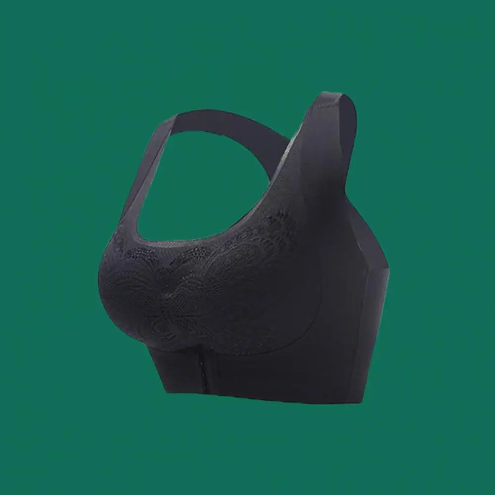 Front-Closure Wireless Posture Support Sports Bra – Breathable Cross-Back Comfort Underwear