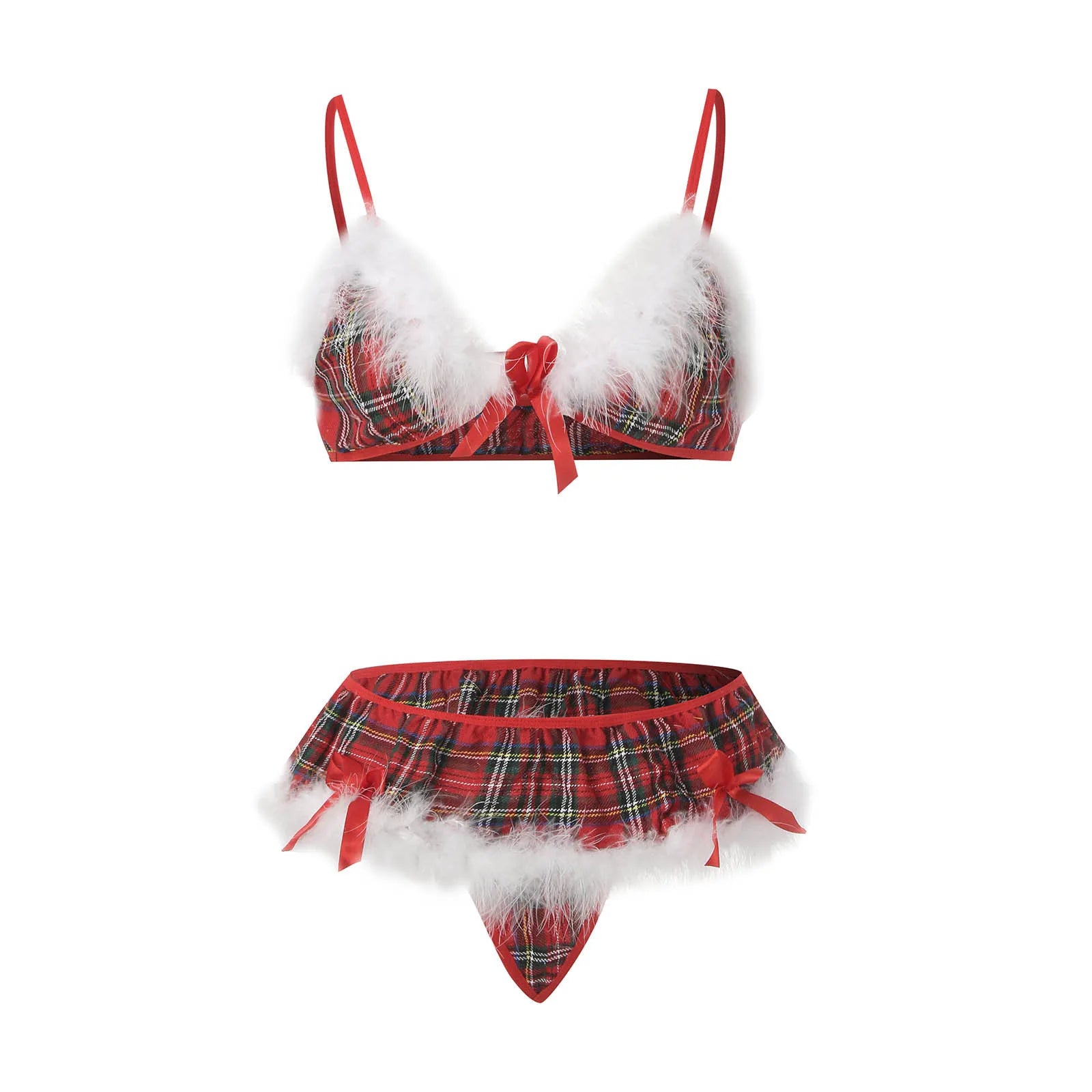 Women Sexy Christmas Lingerie Lace Lace Splicing Mesh Christmas Home Wear Pajamas Santa plus Size Lingerie Costumes for Women