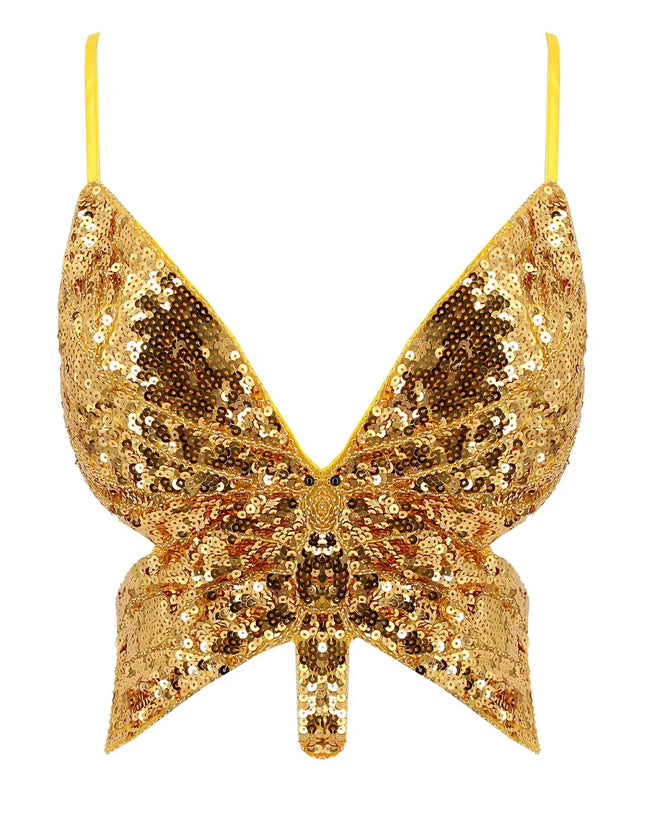 Sparkly Sequin Backless Bandage Crop Top – Sexy Sleeveless Dance & Carnival Vest for Women