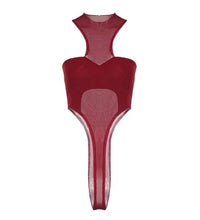 Solid Red Mesh Corset Bodysuit