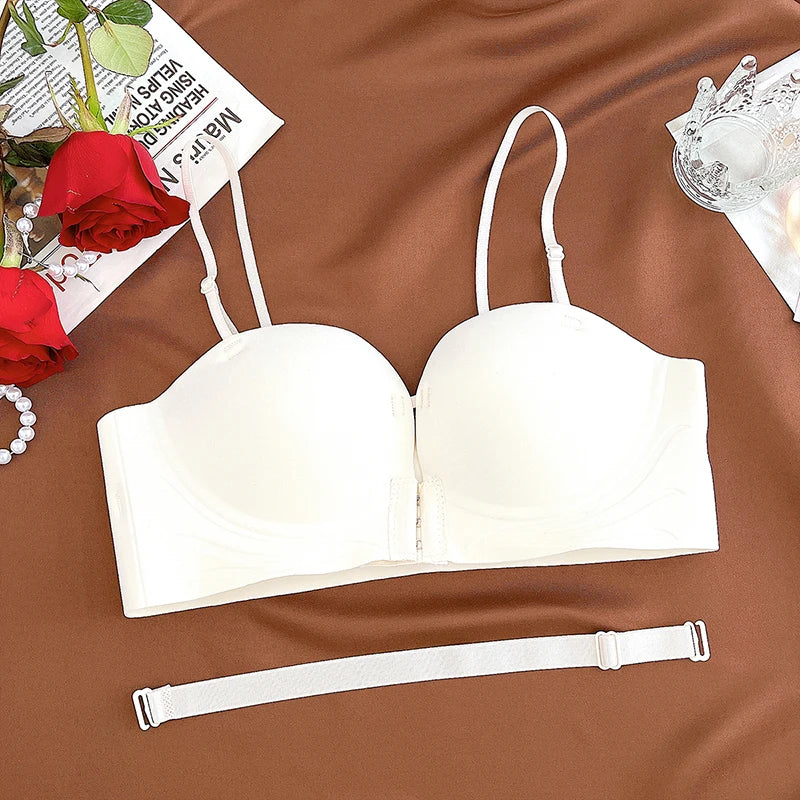 Front-Closure Wireless Cross-Back Posture Support Sports Bra – Breathable Comfort Underwear