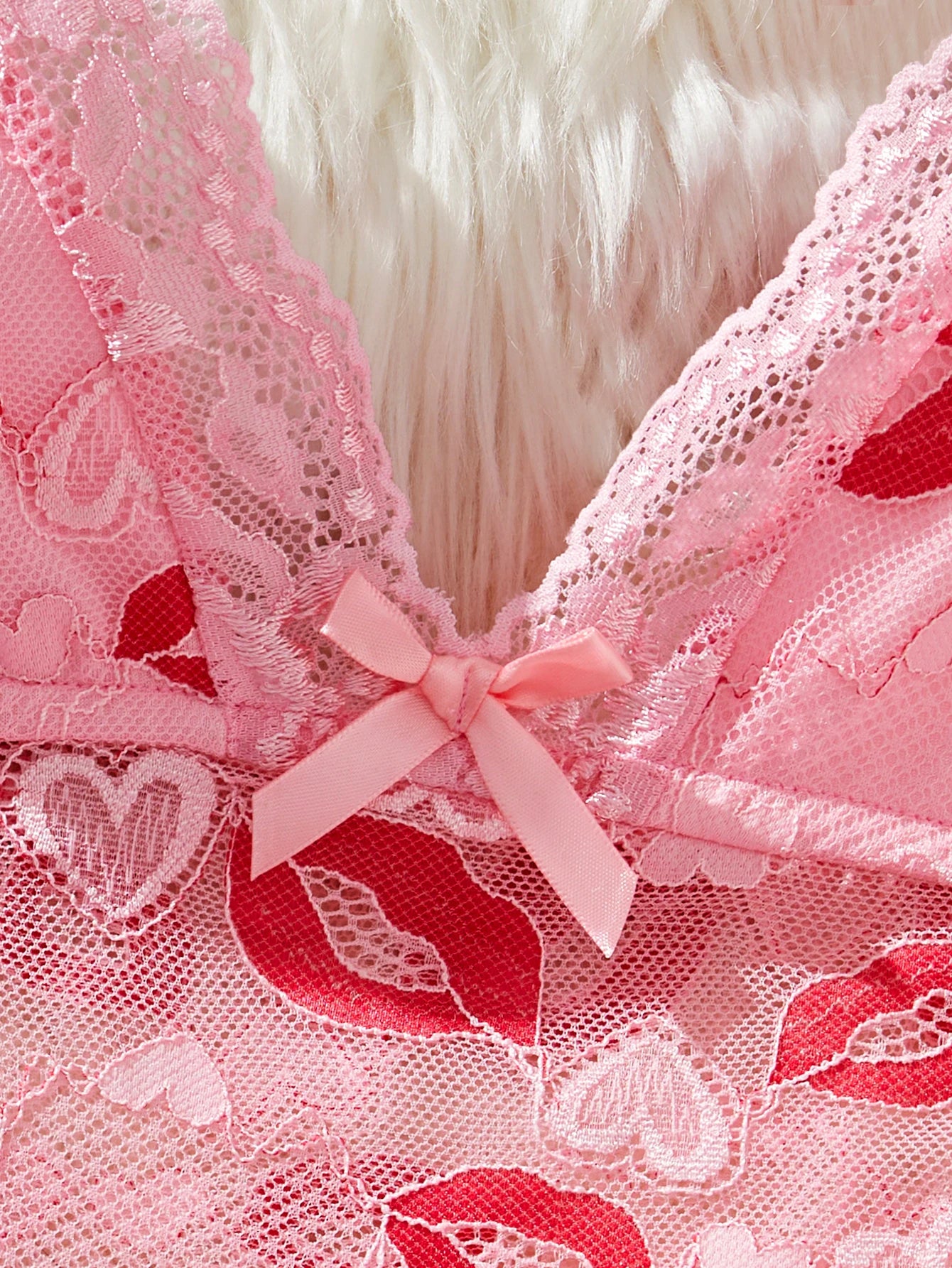 Women Pink Lips Love Print Nightdress Sexy Lace Bow Adult Dress Babydoll Sex Sleepdress And Thongs Lingerie Sets Erotic Outfits