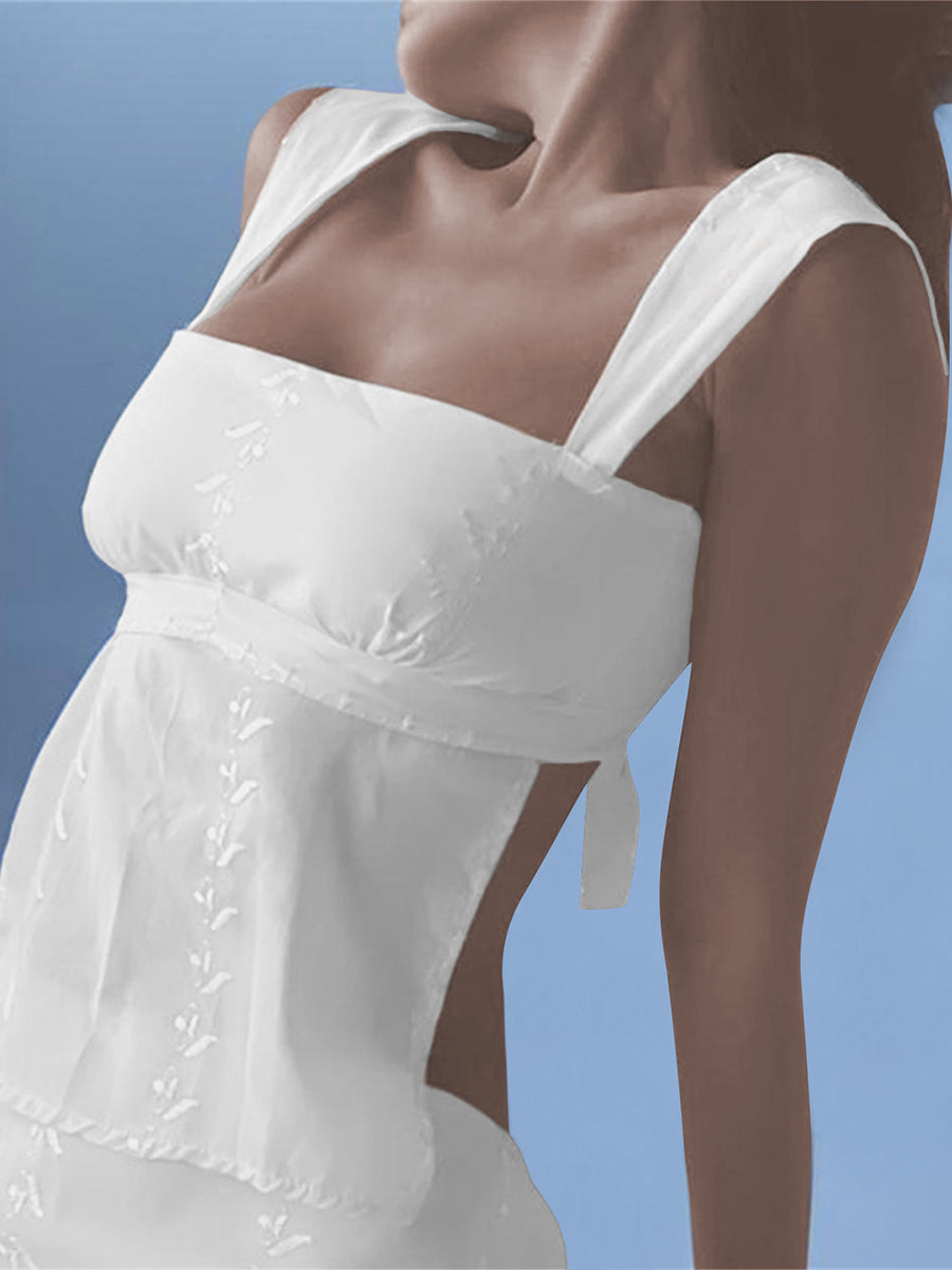 Women Camisole Sleeveless Backless Lacing Embroidery Summer Tops for Party Club