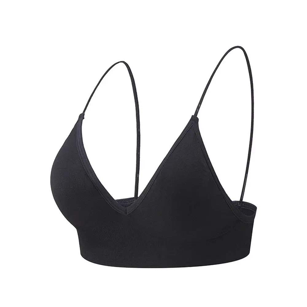 Thin Boneless Push Up Seamless Deep V  Bralettes Women Crop Top Fitness Yoga Top Sports Bra