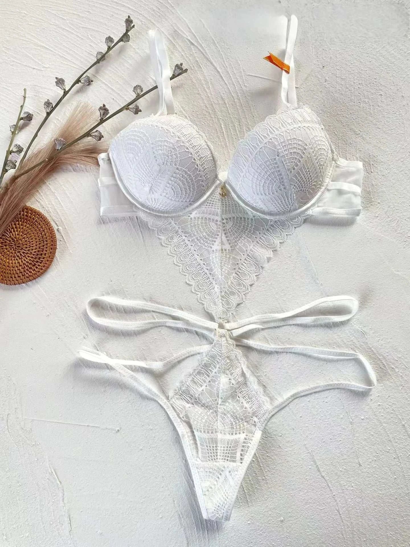 Sexy Lace Bodysuit - Deep V Neck Shaping Underwear for Small Bust, Lightweight Close-Fitting One-Piece Hollow Lingerie