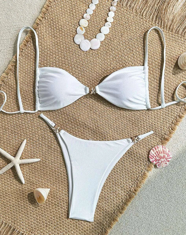 Sexy Triangle Mini Bikini Set Micro Thongs Solid Swimsuit Women Bathing Suit Biquini Bandage Beachwear Swimwear Thong Bikini