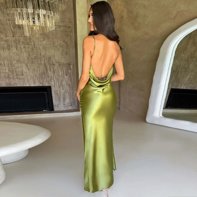 Summer Backless Slim Fit Slit Suspender Dress