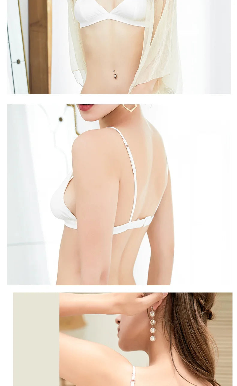 Silk Bra WomenFrench Silk Underwear Women Comfortable No Trace Mulberry Silk No Steel Ring Triangle Cup Bra Lenceria Para Damas