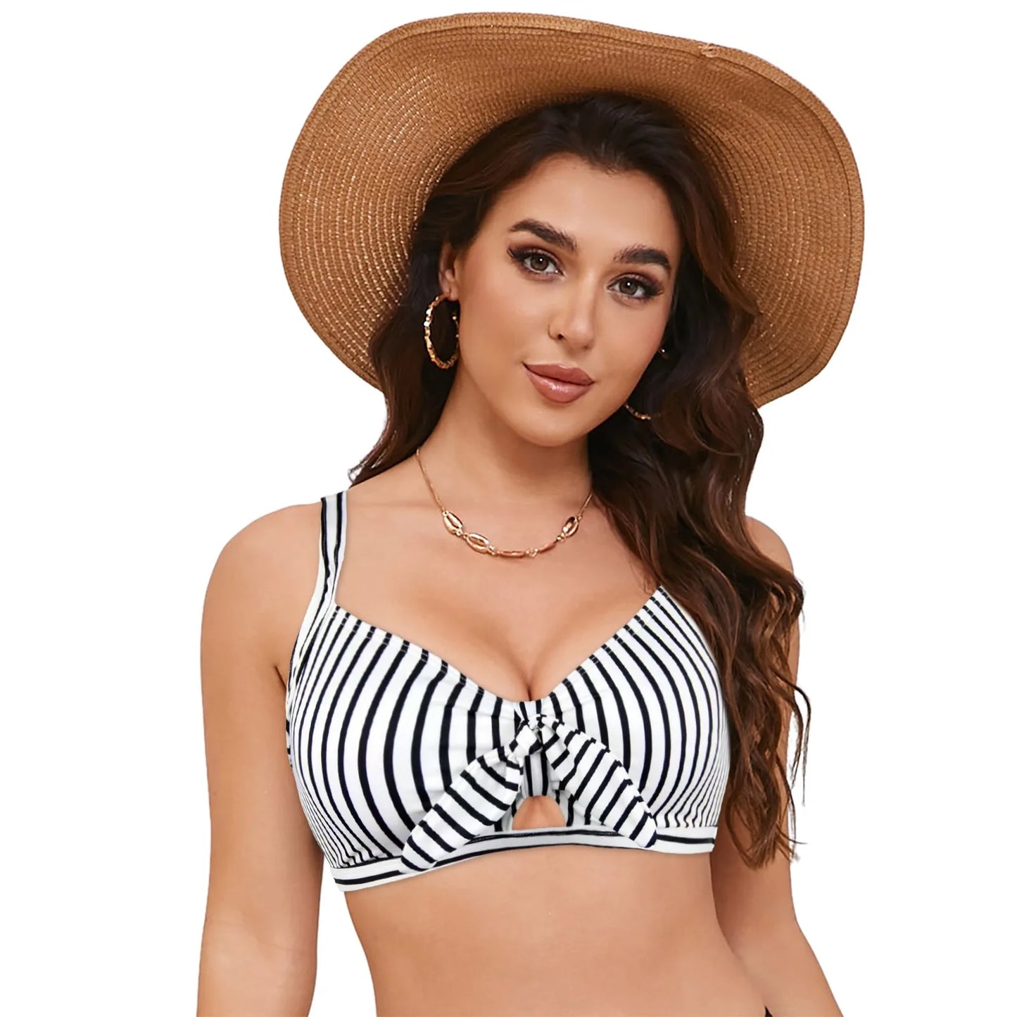 Women Swimwear Wrapped Knot Solid Color Push Up Gathering Sexy Bikini Tops Full Coverage Backless Tankini Tank Tops Beachwear