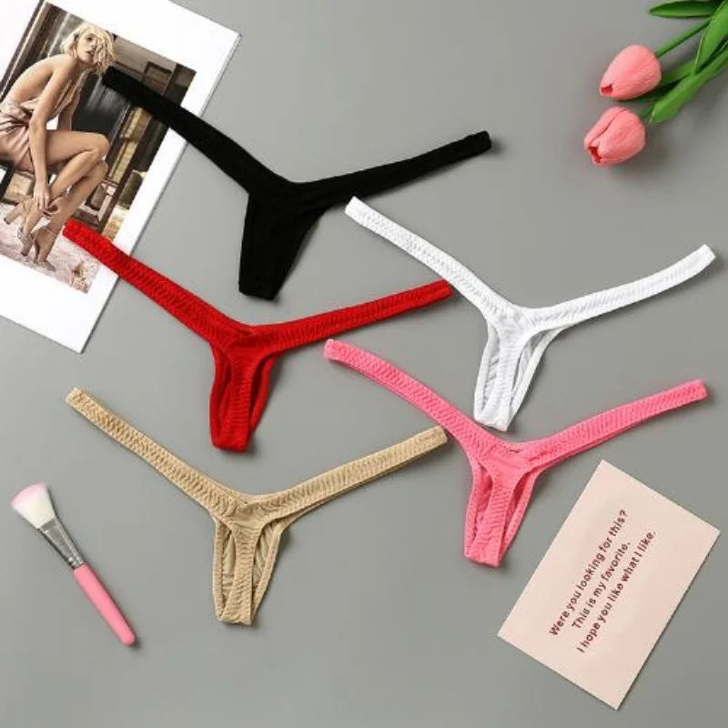 2/4pcs New Deep V Thong Women's Breathable  Line Sexy Hot Waist Mini Panties Bikini Bottom Thongs Female Panty Women Underwear
