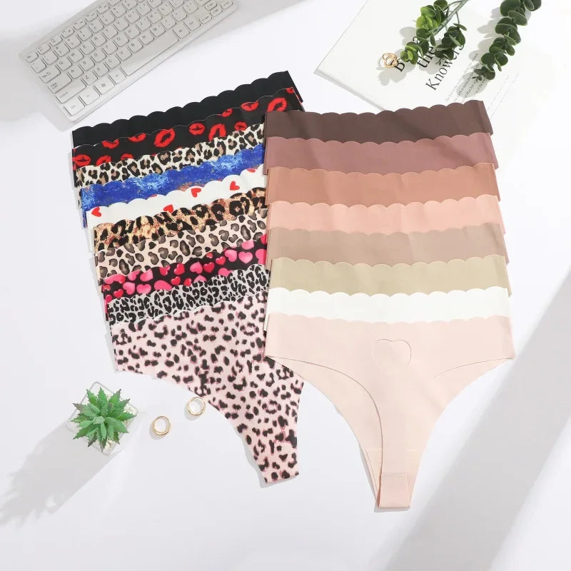 6PCS Seamless Hollow Heart Thong Set – Soft Breathable Hip-Covering Panties for Women