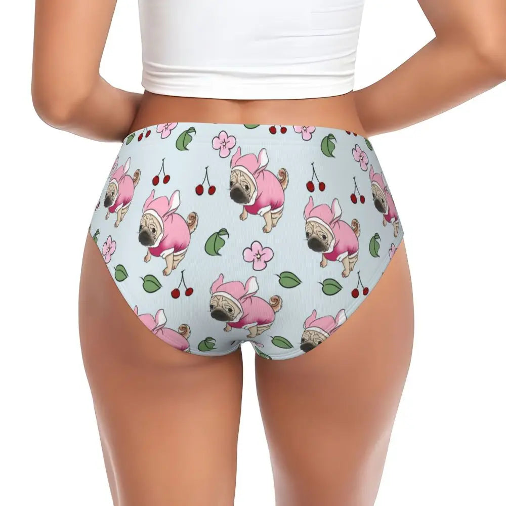 Custom Womens French Bulldog Christmas Santa Claus Brief Panties Female Stretch Underwear Underpants
