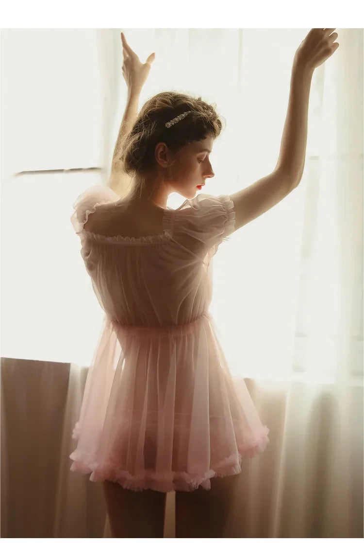 Sweet Sexy And Cute Lingerie Pajamas See-through Provocative Transparent Nightdress Free From Temptation Passion Suit
