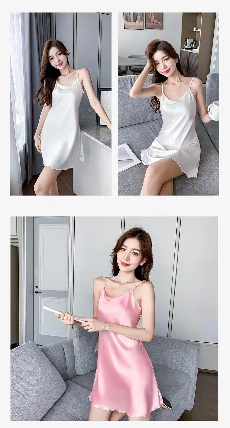 Silk Backless Slip Nightgown – Sexy Summer Sleepwear for Women