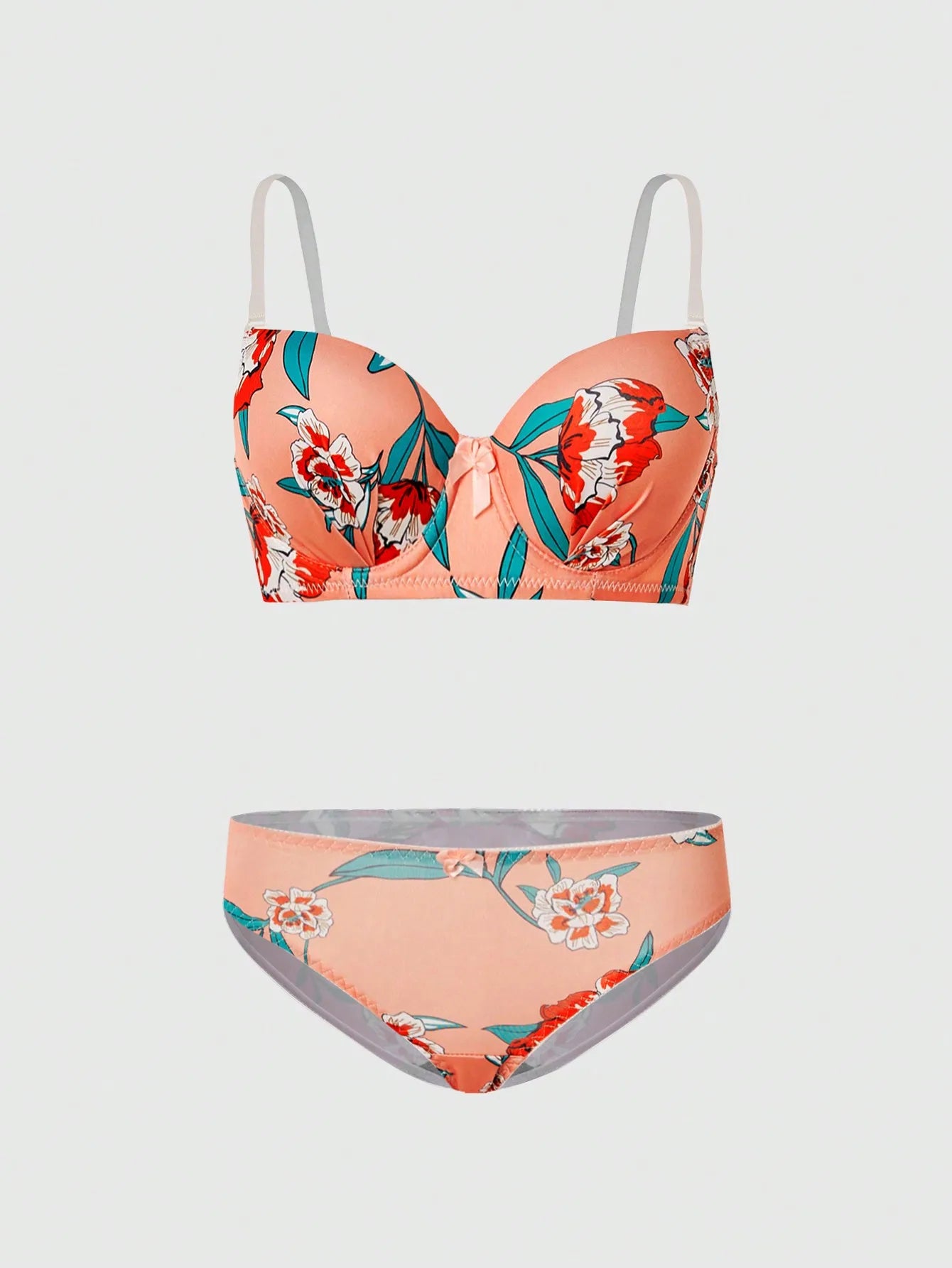High-Quality Multi-Color Printed Push-Up Bra & Panty Set – Women’s Lingerie Beach Party Bikini