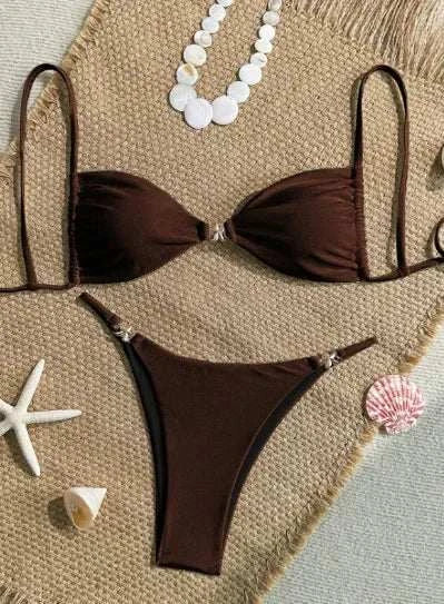 Sexy Triangle Mini Bikini Set Micro Thongs Solid Swimsuit Women Bathing Suit Biquini Bandage Beachwear Swimwear Thong Bikini