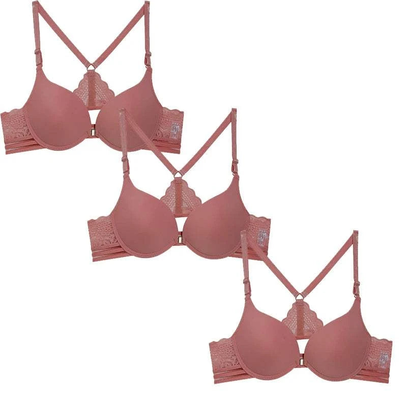3Pcs Front buckle Sexy Bra Beautiful Back Gathered Lingerie Lace Bra Small Chest Adjustable Bra Women's Upper Support Lingerie
