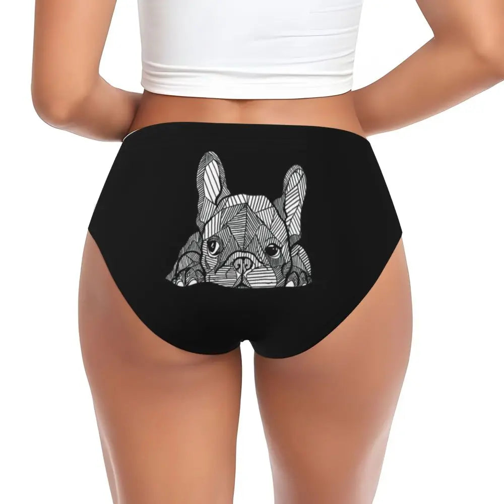 Custom Womens French Bulldog Christmas Santa Claus Brief Panties Female Stretch Underwear Underpants