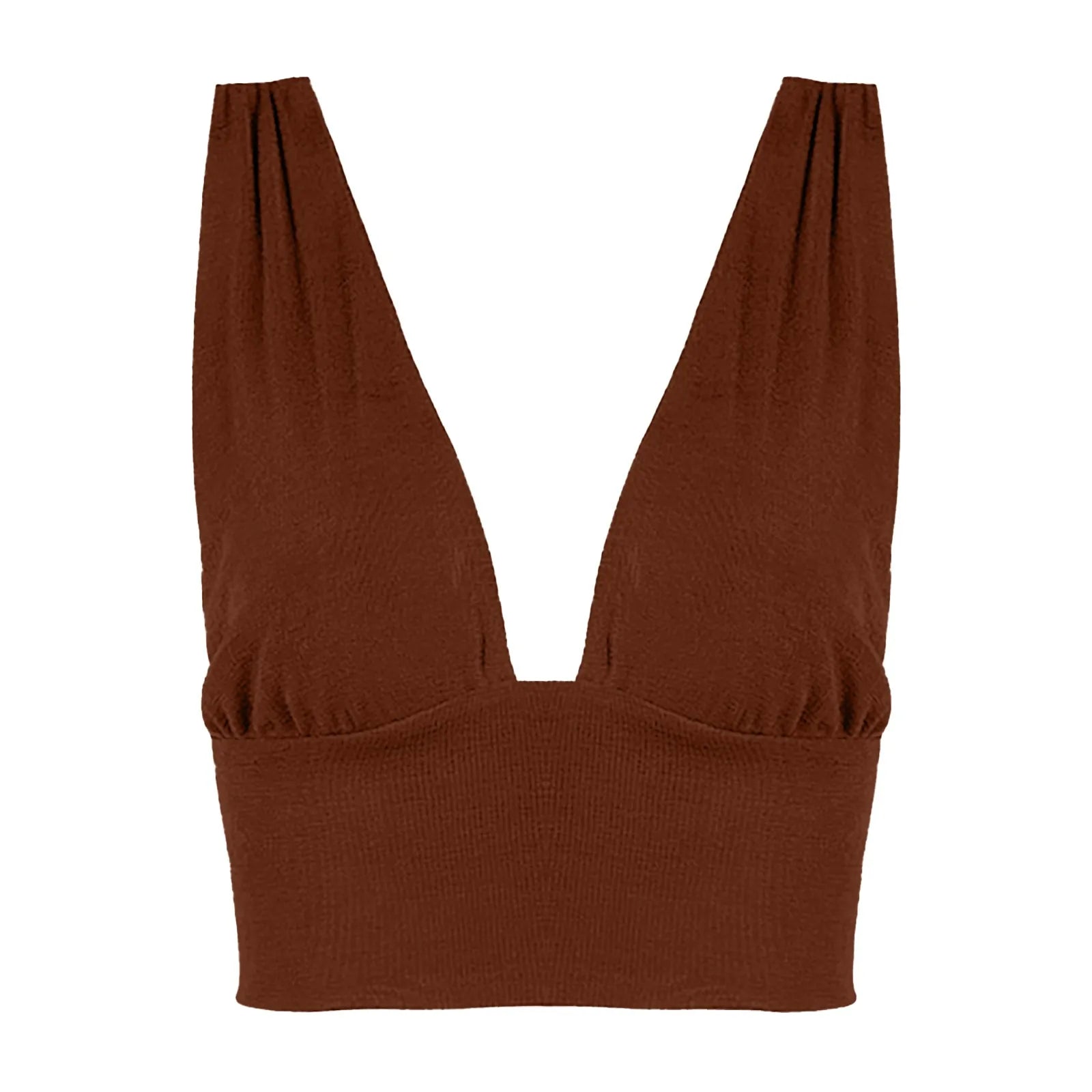 Sexy Deep V Crop Top Solid Color Sleeveless Shirt Tops Summer Casual Tank Tops Sexy Bra Vest Camisole Tee Women's Shirts Tops