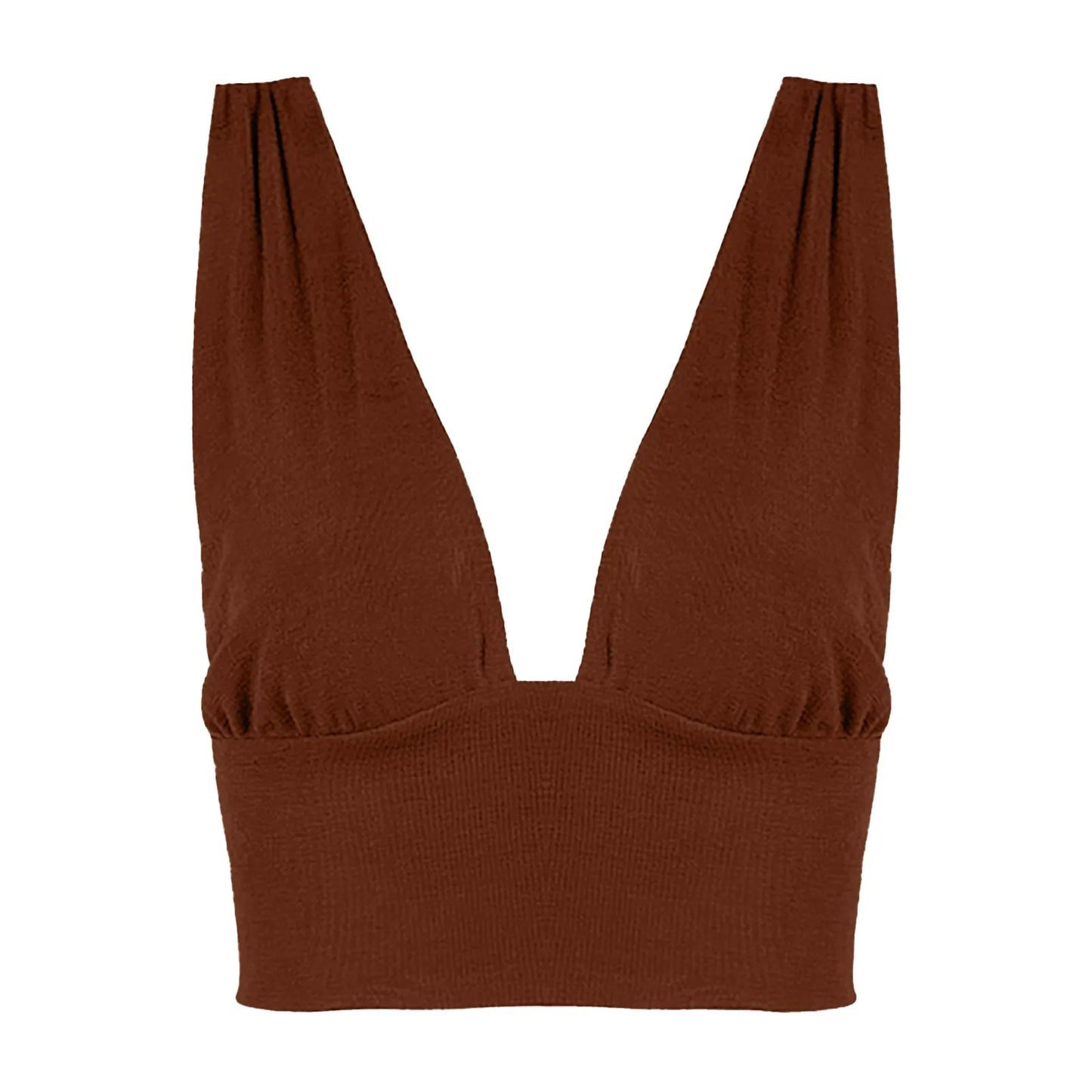 Sexy Deep V Crop Top Solid Color Sleeveless Shirt Tops Summer Casual Tank Tops Sexy Bra Vest Camisole Tee Women's Shirts Tops
