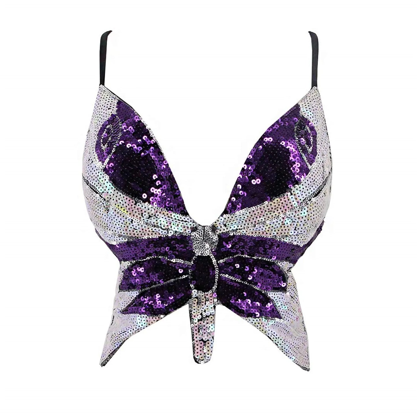 Sparkly Sequin Backless Bandage Crop Top – Sexy Sleeveless Dance & Carnival Vest for Women