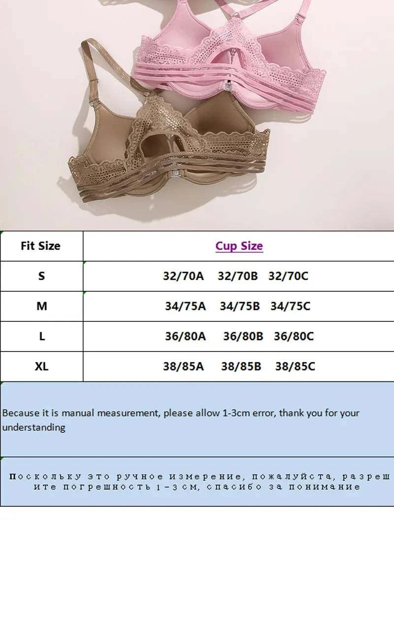 3Pcs Front buckle Sexy Bra Beautiful Back Gathered Lingerie Lace Bra Small Chest Adjustable Bra Women's Upper Support Lingerie