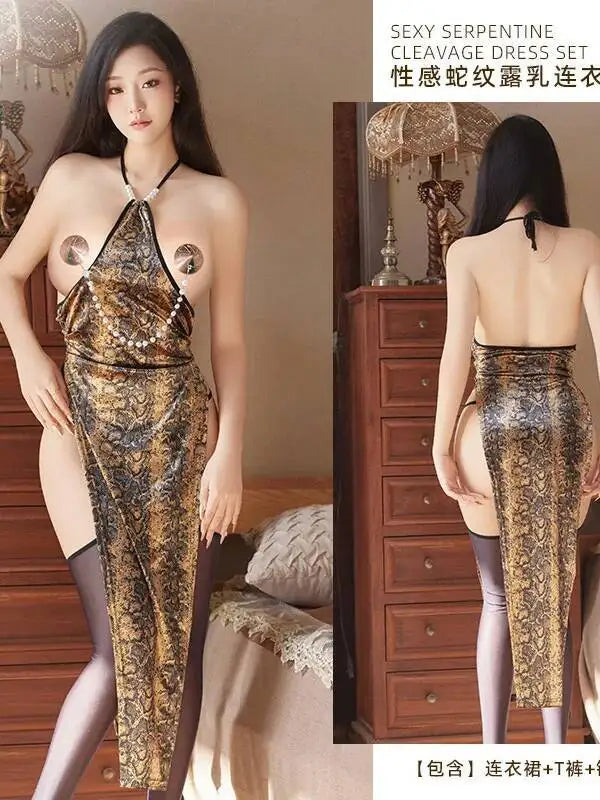 Sexy Leopard Print Bodycon Mini Dress Elegant With Halter Neck Spaghetti Straps For Women Long Dress 2025 New Tops 7CQP