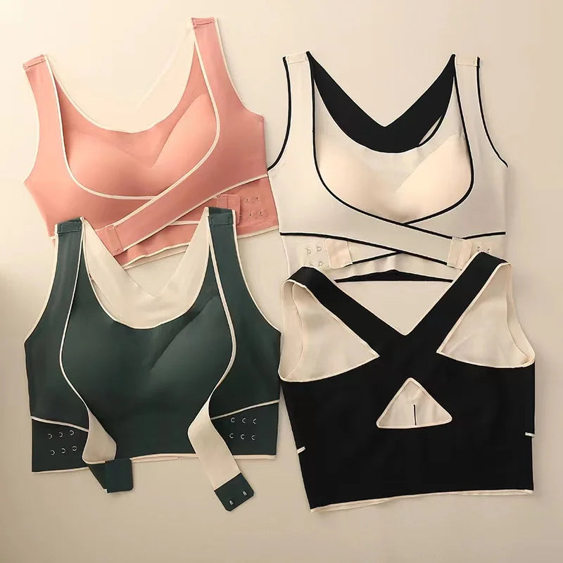 Plus-Size Front-Closure Seamless Wireless Sports Bra – Adjustable Thin Cup with Gathered Beautiful Back Support