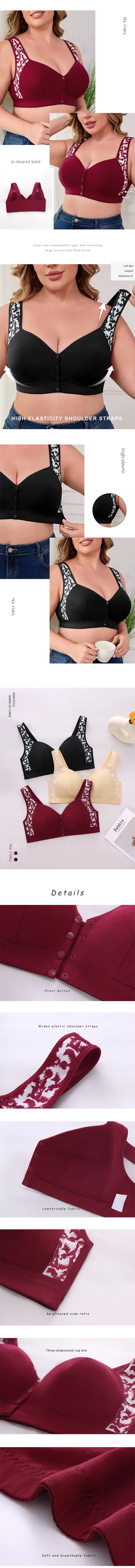 plus Size Front Closure Wireless Comfort Bra - Seamless Full Coverage Easy on off Supportive E Cup Women's Bra 1XL-7XL