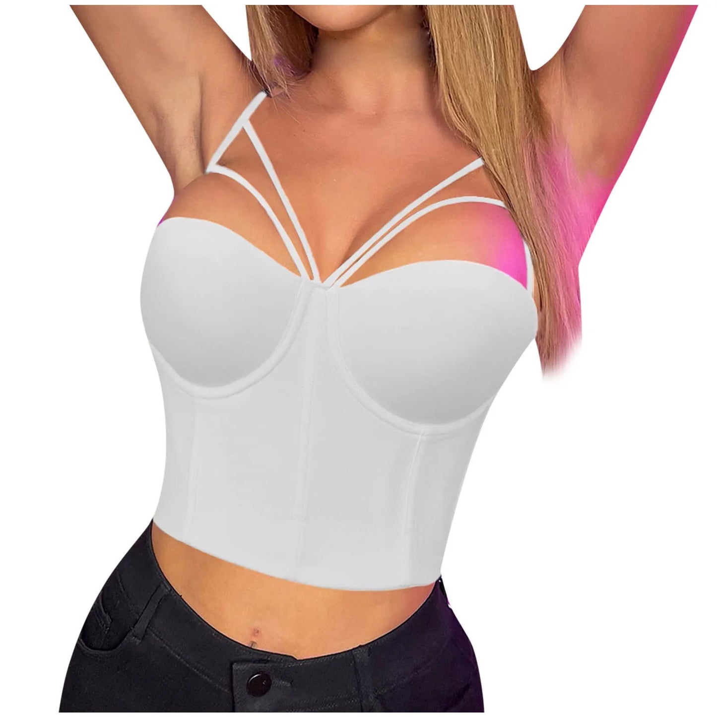 Mesh Perspective Splicing Bead Wrapped Chest Top Underwire Buttoned Summer Tube Top Party Corset Vest Cotton Tops Plus Size