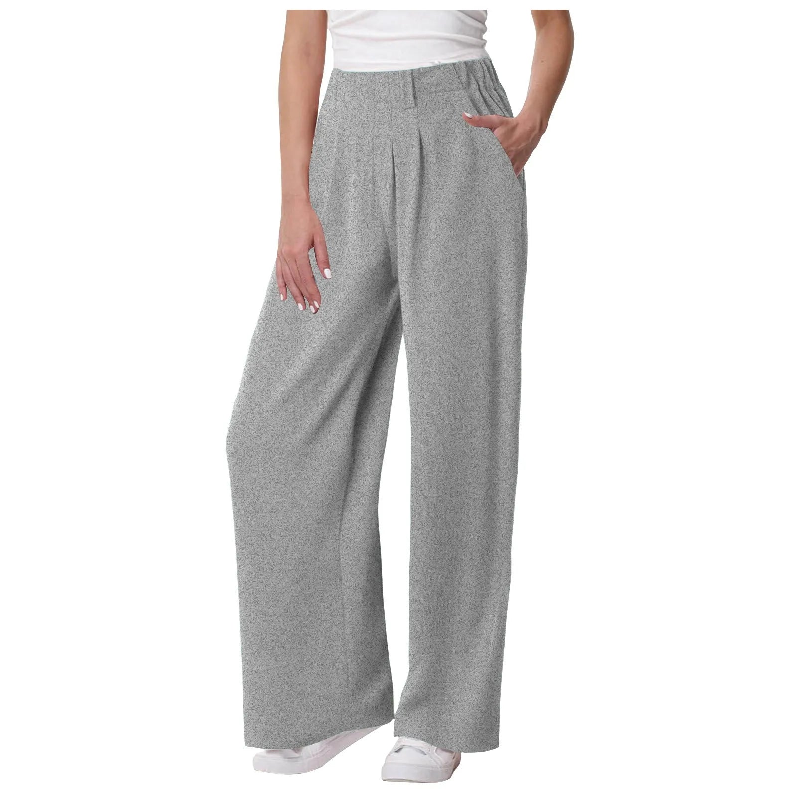 Womens Solid Color Straight Tube Loose Stretch Yoga Pants with Pockets Streetwear Waffle Palazzo Pants Women Joggers Baggy Pants