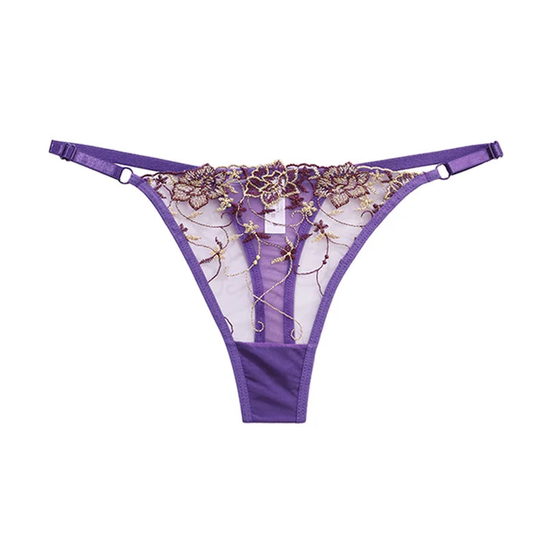 Women’s Ultra-Thin Transparent Mesh Lace Bralette & Brief Set – Backless Sexy Lingerie