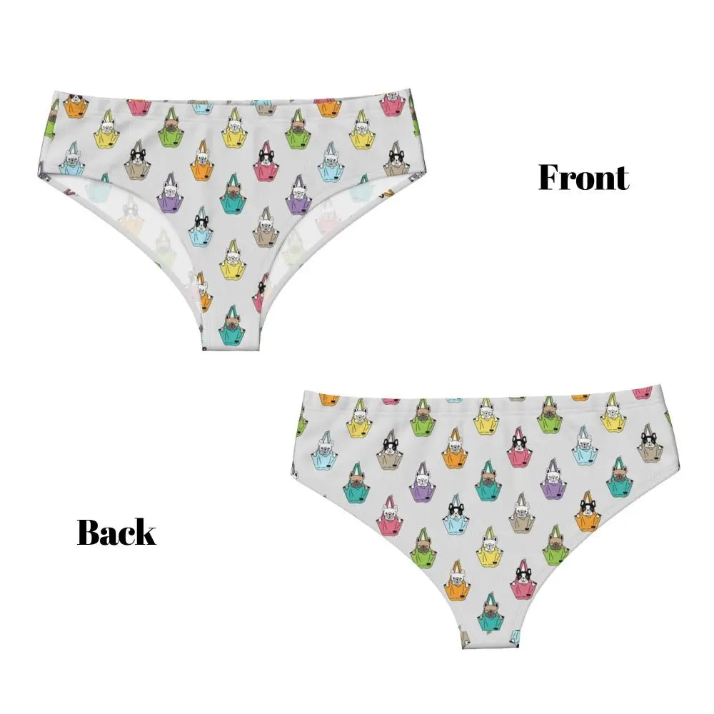 Custom Womens French Bulldog Christmas Santa Claus Brief Panties Female Stretch Underwear Underpants