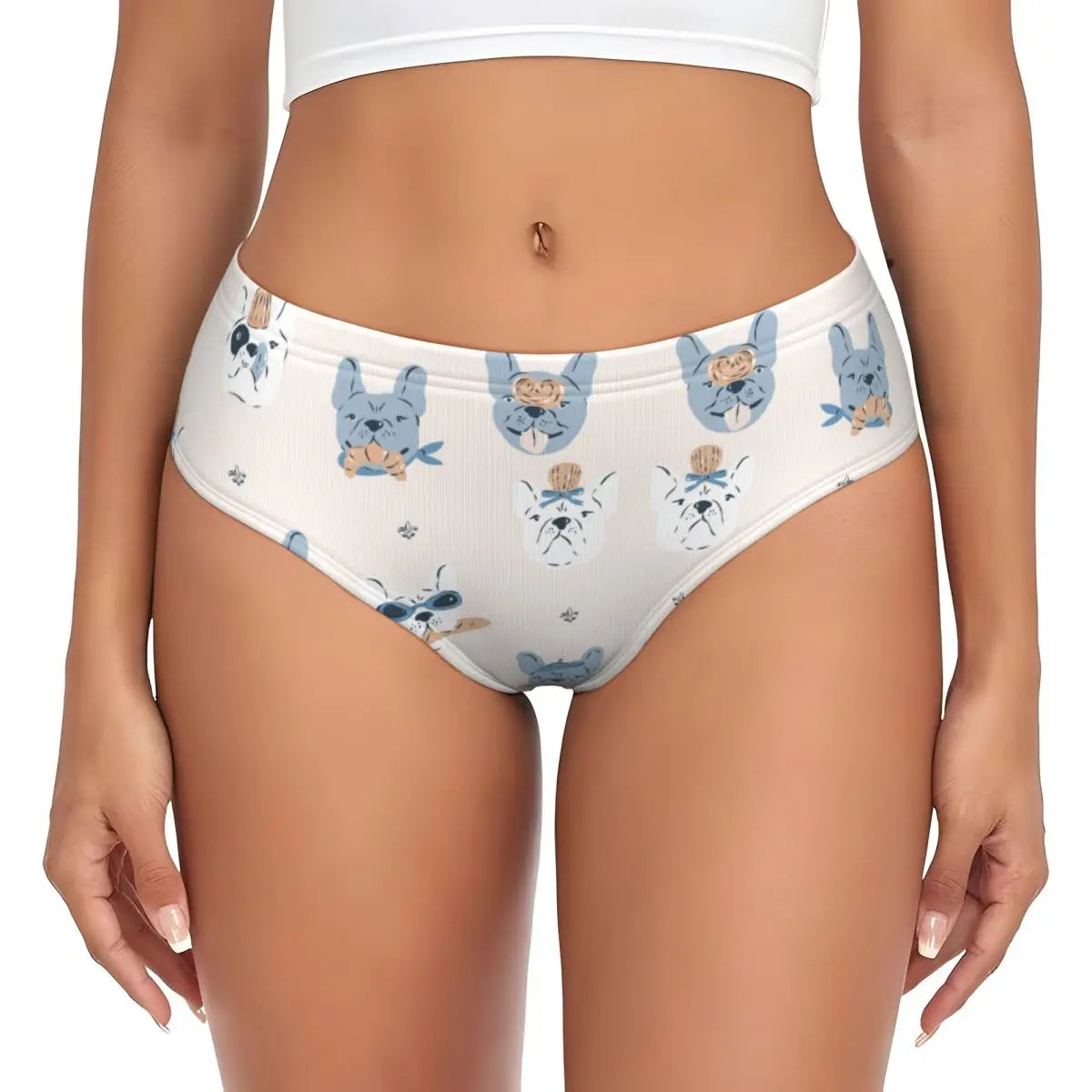 Custom Womens French Bulldog Christmas Santa Claus Brief Panties Female Stretch Underwear Underpants