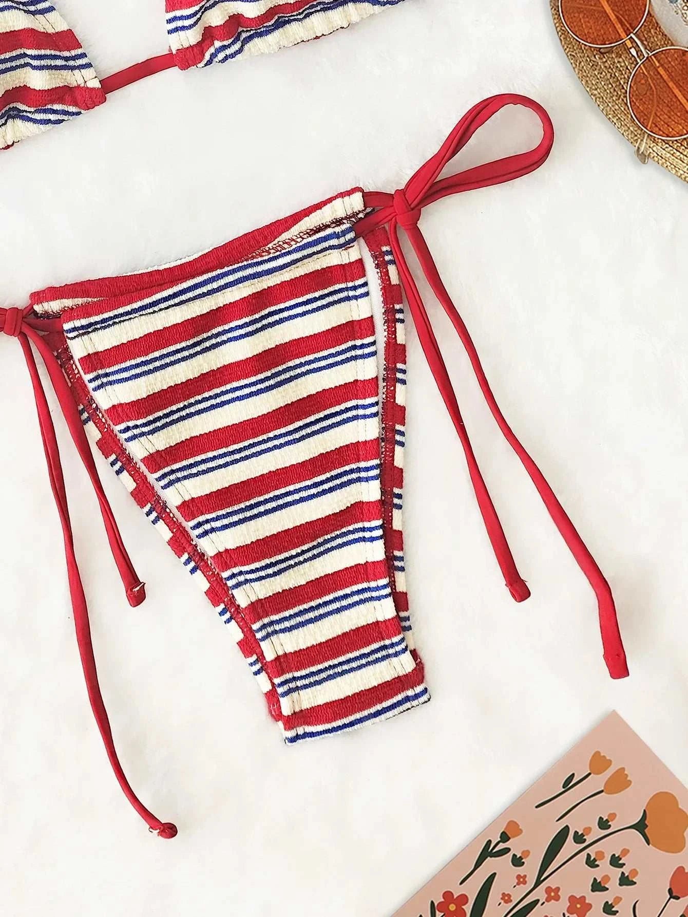 Women's Sexy Push-Up Two-Piece Swimsuit 2025 Bathing Suit Micro Beachwear Stripe Bikini Set Swimwear Trendy купальник женский