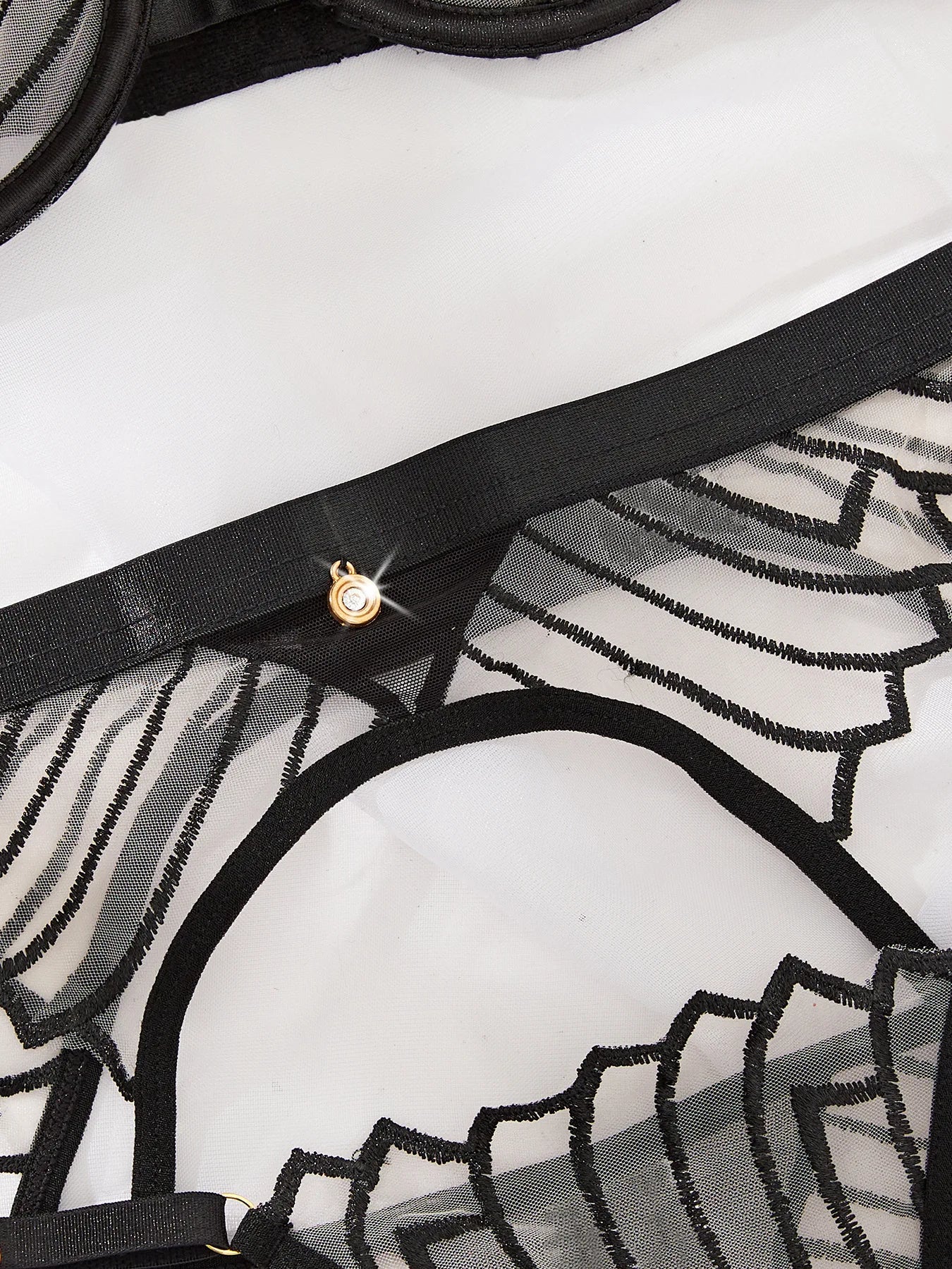 New Fashion Sexy Perspective Set with Embroidered Shawl Women's See Through Underwear Female Perspective Garter Belt Six Pieces
