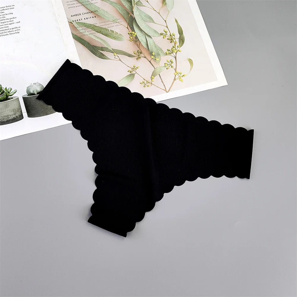 3 Pieces Seamless Thong Panties Pack Women Invisible Thread Ice Silk Sexy G-string Underwear Bikini Brief Plus Size