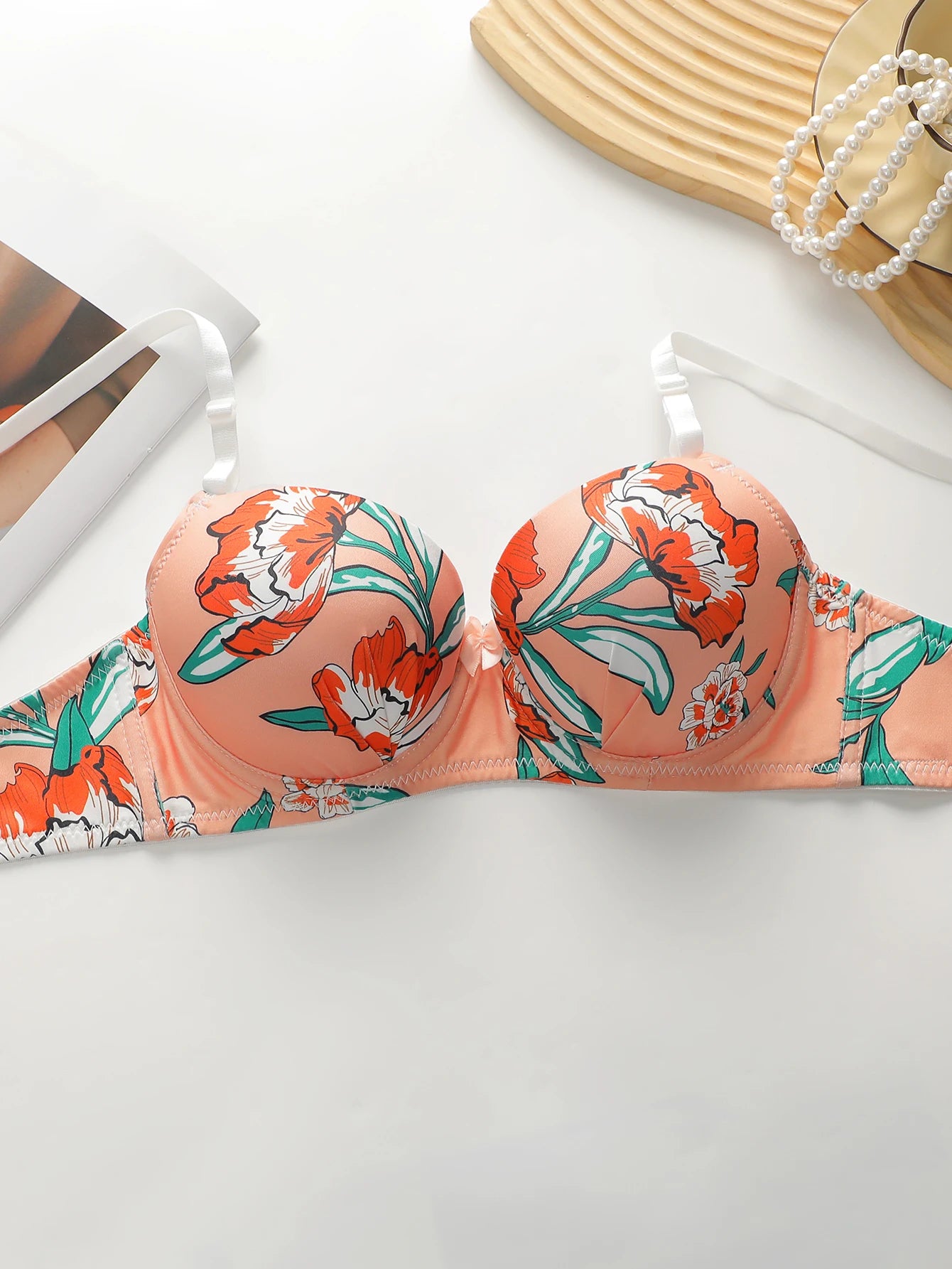 High-Quality Multi-Color Printed Push-Up Bra & Panty Set – Women’s Lingerie Beach Party Bikini