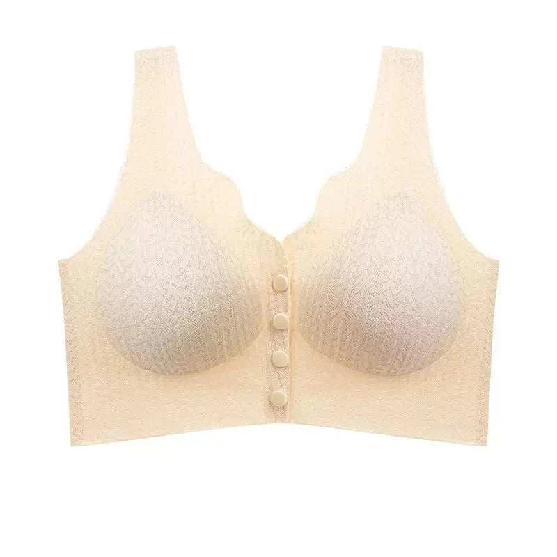 Women's Sexy Front Button Lace Bra Adjustable Thin Strap Vest Style Big Breasts Show Little Fitting Underwear